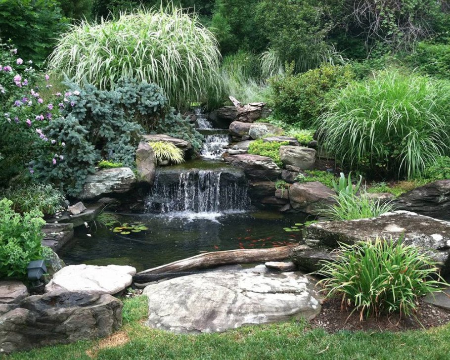 Альпийская горка с прулик ом и водопадом