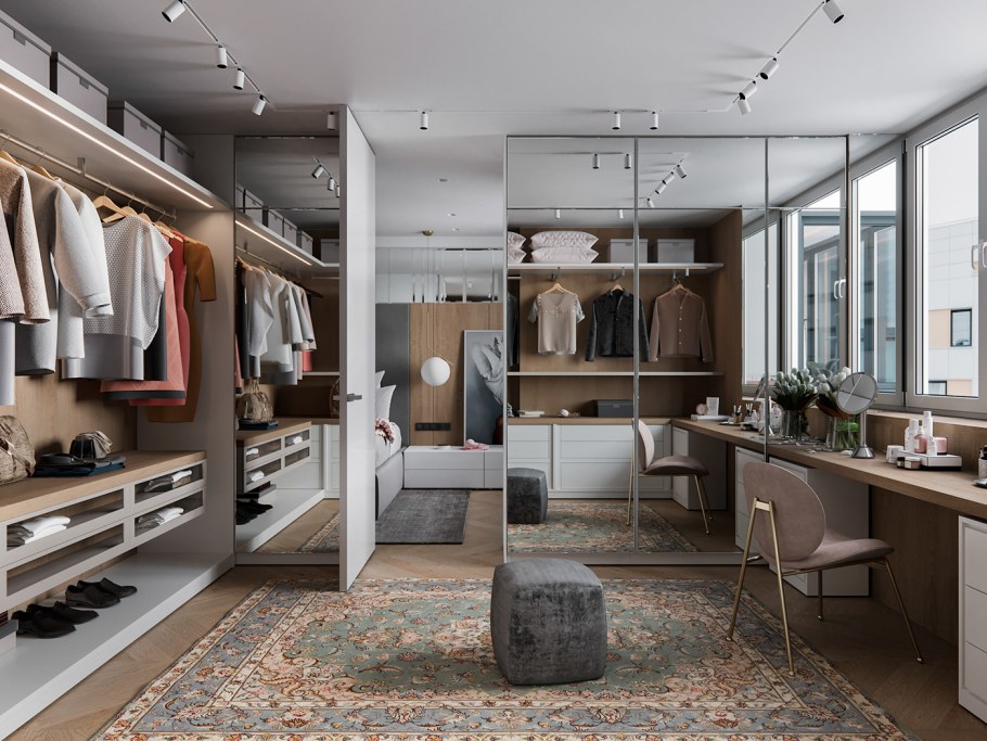 Гардеробная с окном