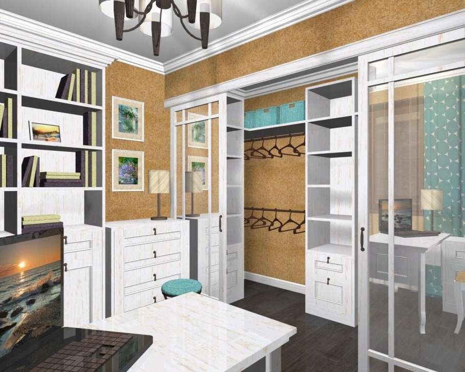 Гардеробная совмещенная с кабинетом