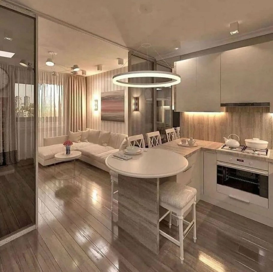 Кухня гостиная в стиле Модерн 20кв м