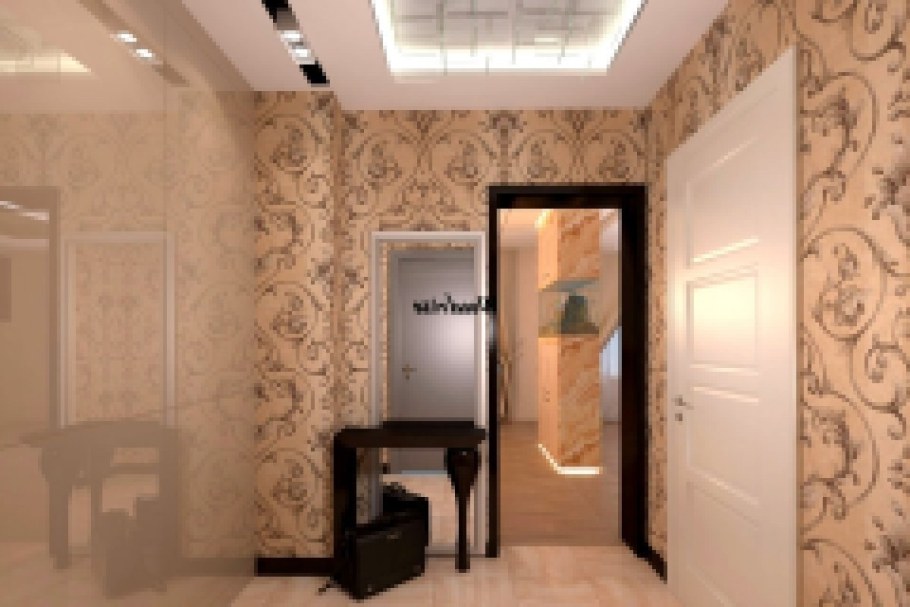 Прихожая с комбинированными обоями