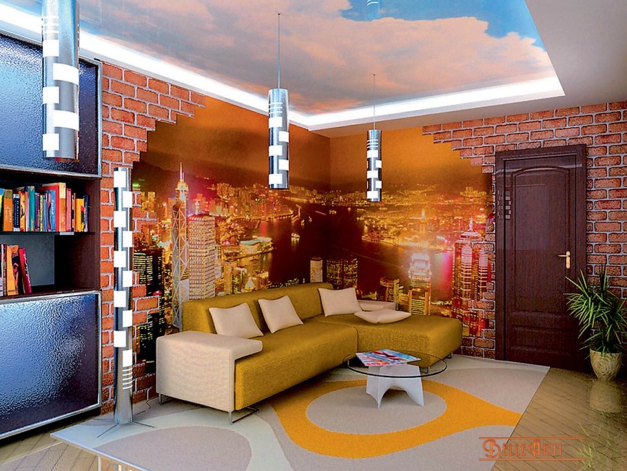 Фрески в интерьере гостиной