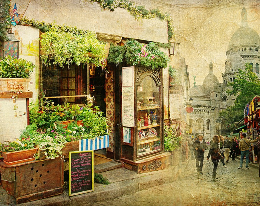 Винтаж кафе Франция улочки