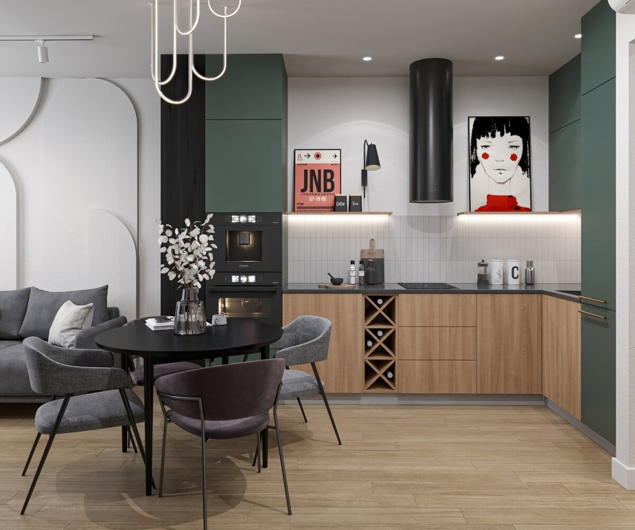 Интерьер кухни в современном стиле высокая