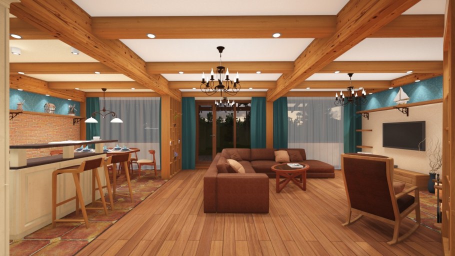 Потолок в деревянном доме