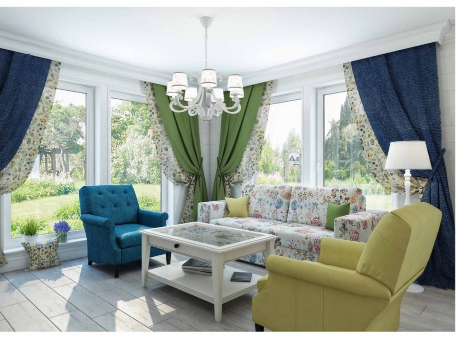 Гостиная с двумя окнами