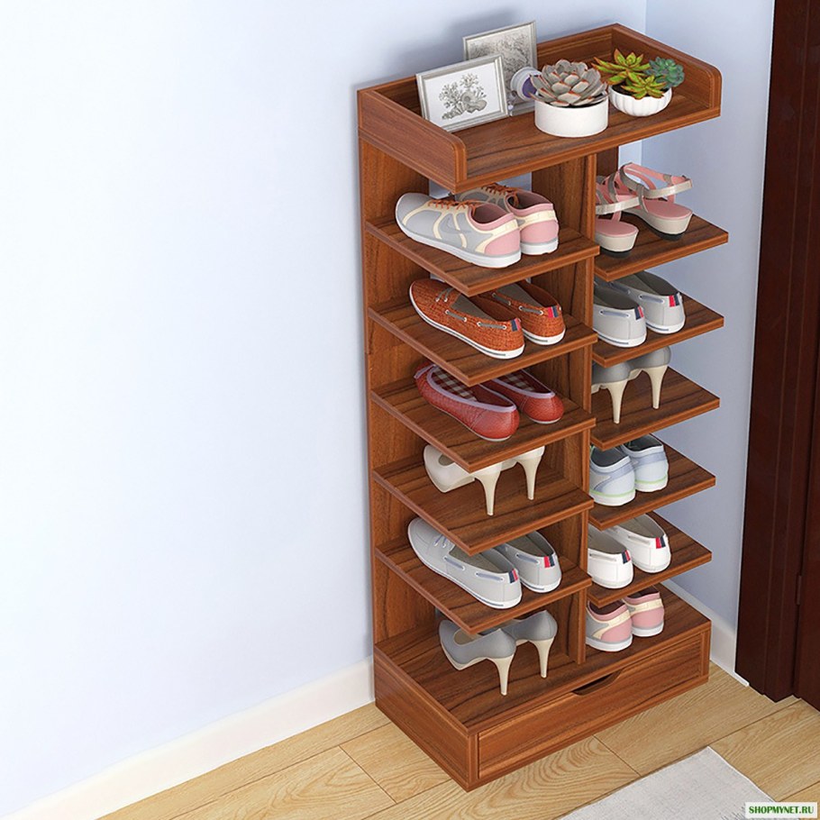 Полка для обуви "Safir" 5 ярусов 28 х 49 х 83 см коричневая