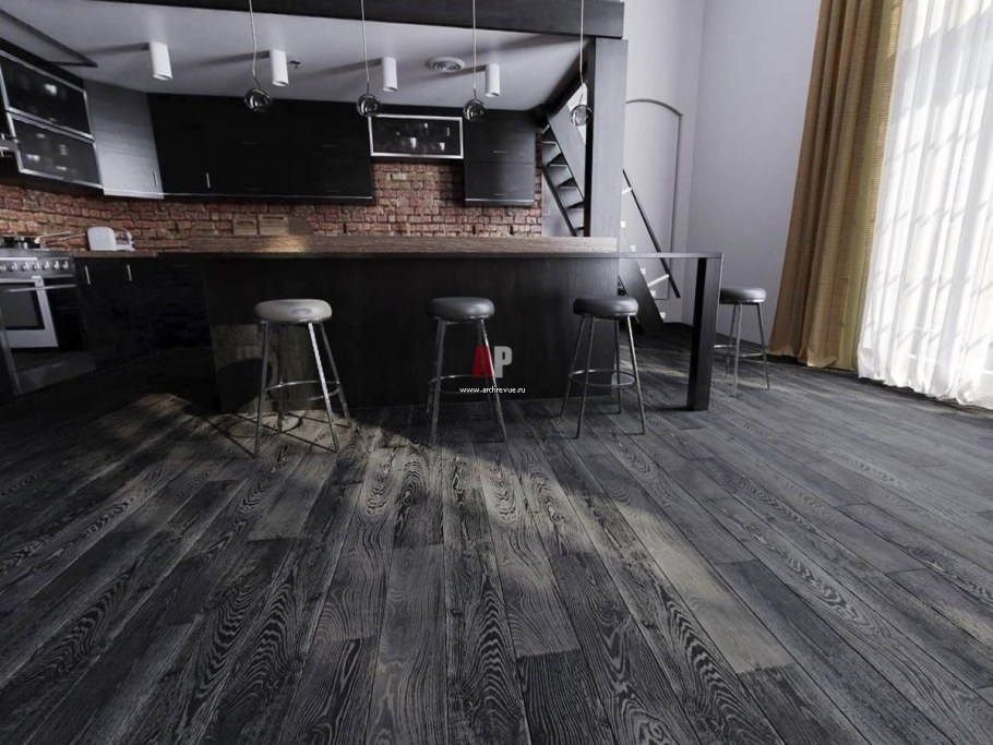 Пол паркет темный