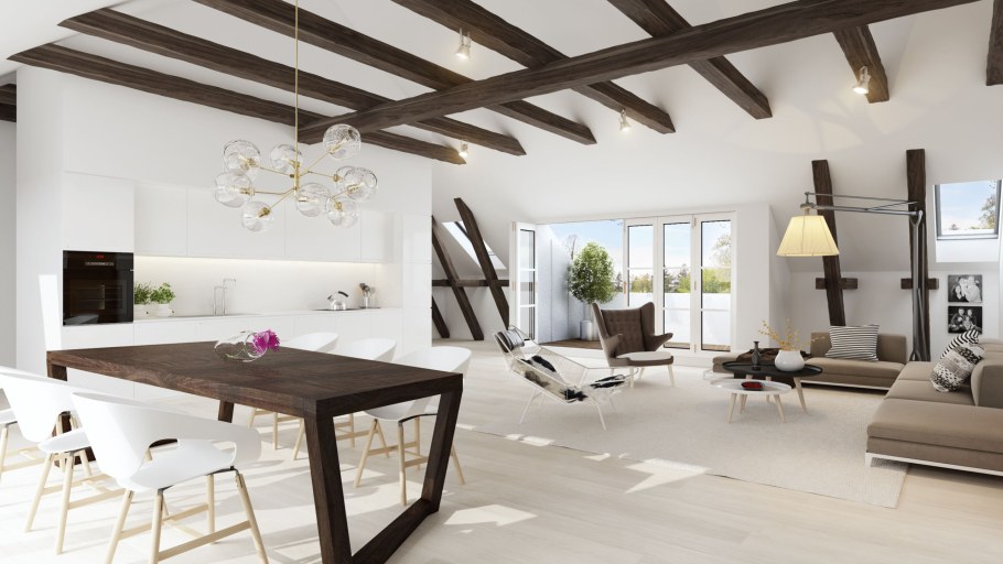 Фальшбалки на потолке лофт