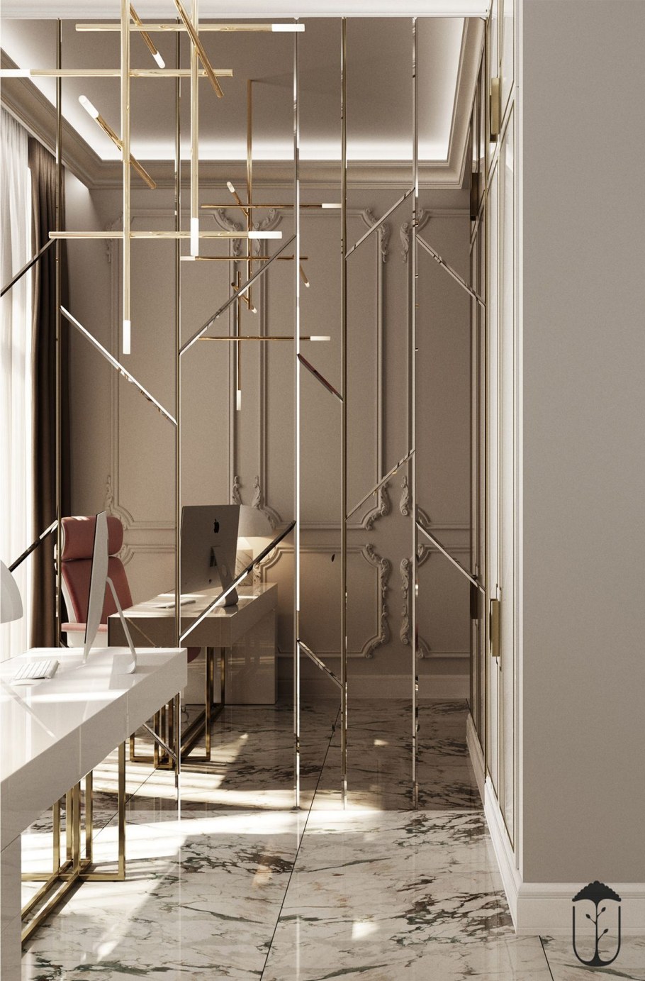 Зеркальная стена в интерьере