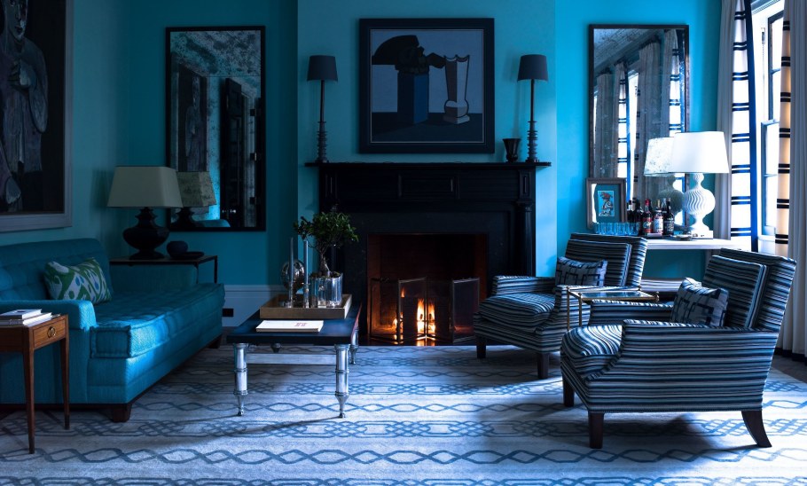 Бирюзовые стены в интерьере