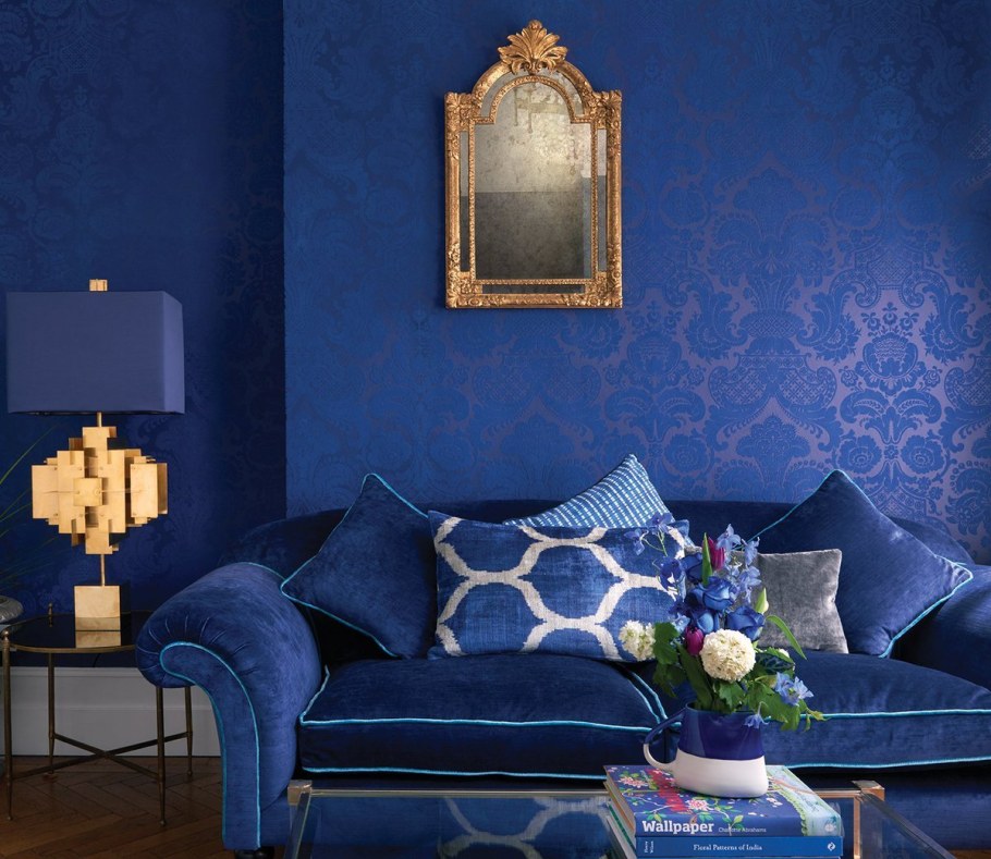 Синий с золотом в интерьере