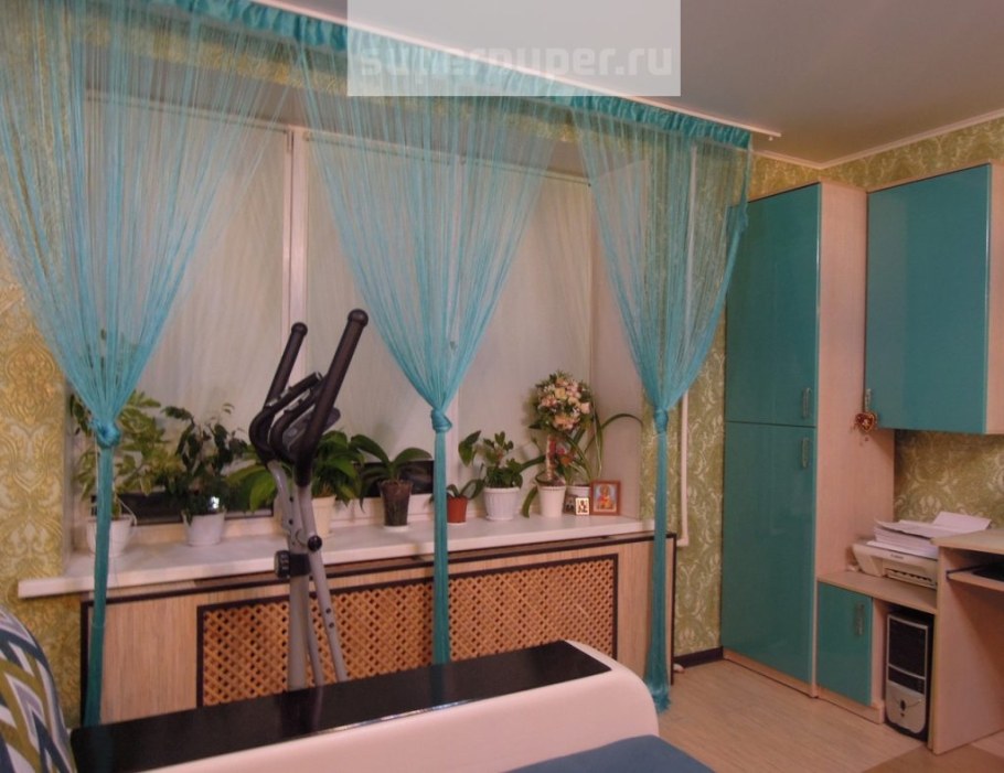 Нитяные шторы бирюзовые