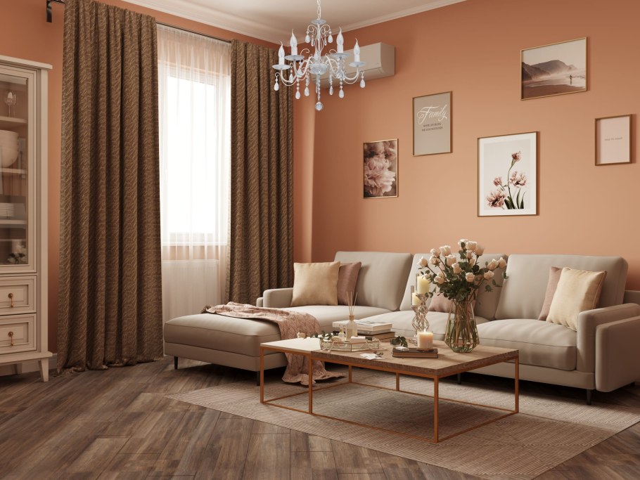 Бежевый цвет в интерьере гостиной