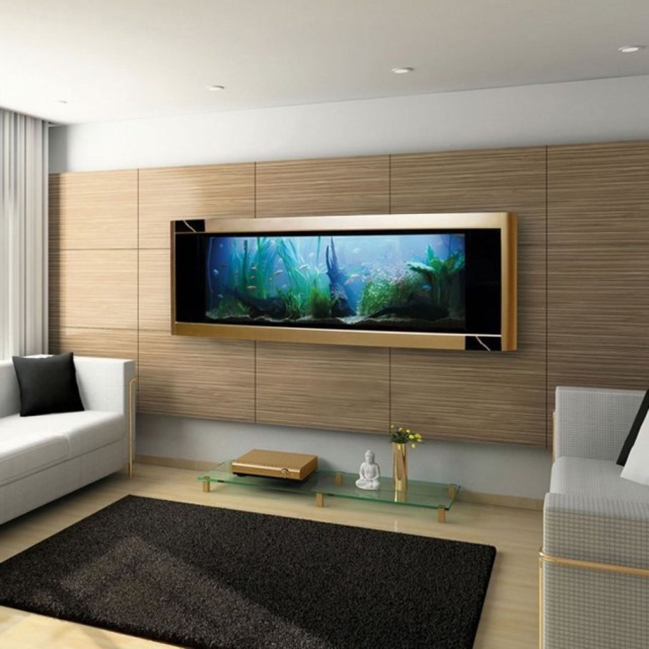 Стенка в гостиную с аквариумом