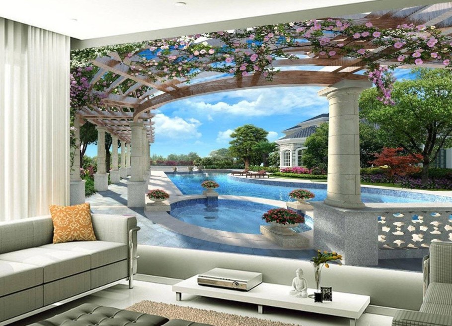 Фотопанно в интерьере гостиной