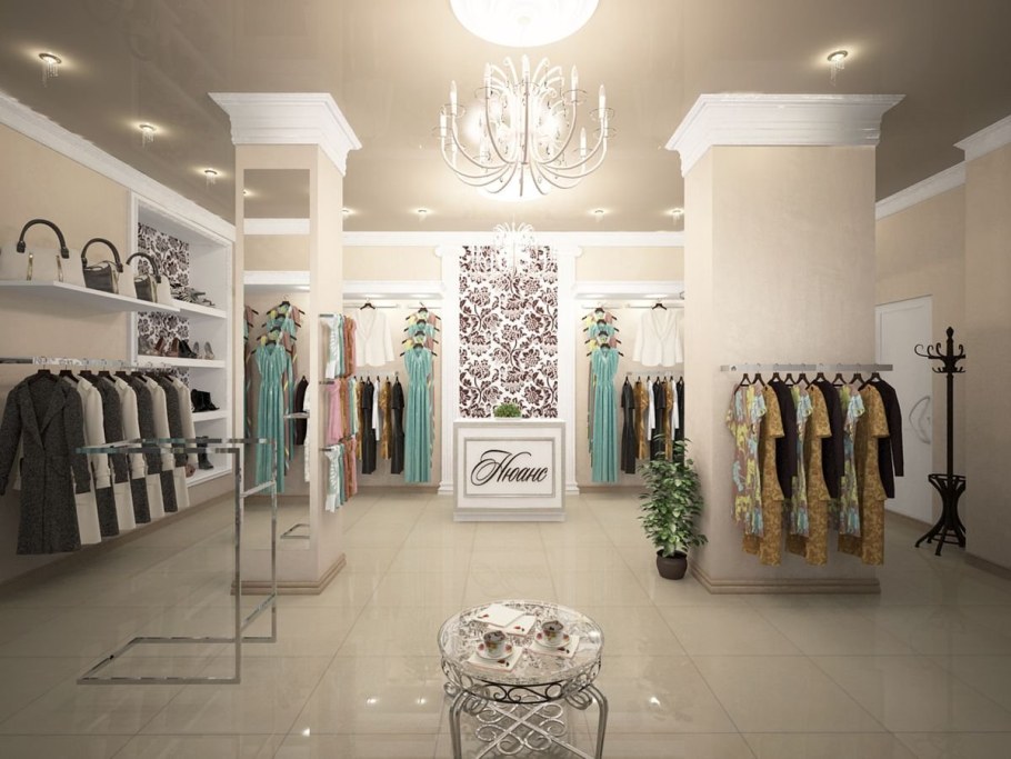 Красивый интерьер магазина одежды