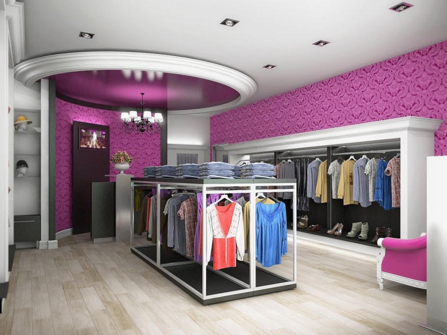 Современное оборудование для бутика женской одежды