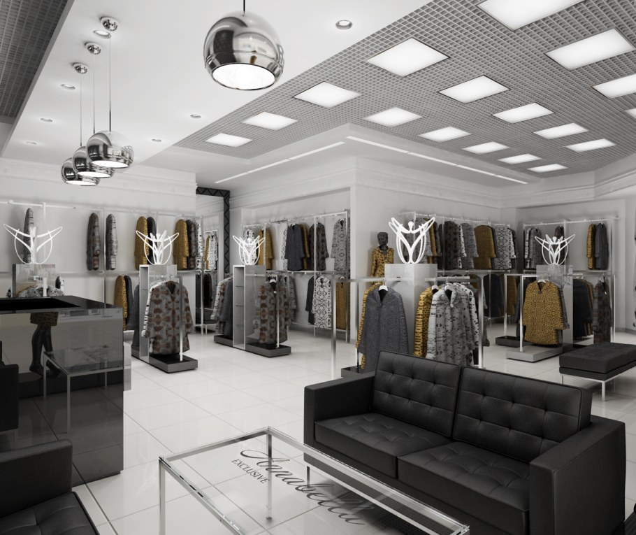 Стильный интерьер магазина одежды