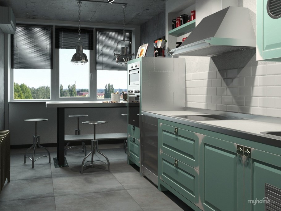 Интерьер кухни в стиле лофт