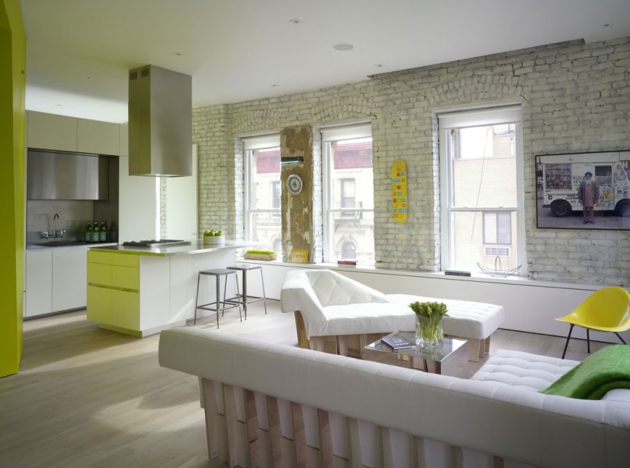 Интерьер кухни гостиной лофт
