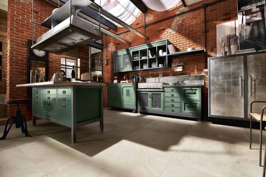 Кухонный гарнитур из металла в стиле лофт