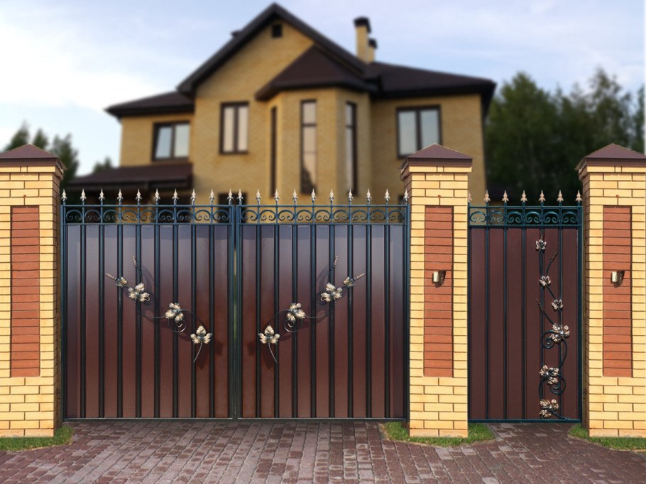 Ворота распашные "Троя МП" С профлистом, 3096*2100 мм, 116,26 кг