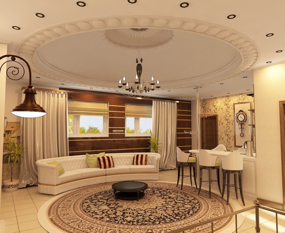 Интерьер гостиной в частном доме