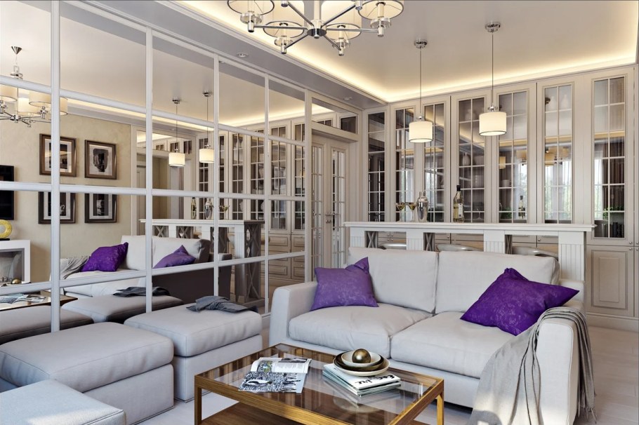 Зеркальная стена в интерьере