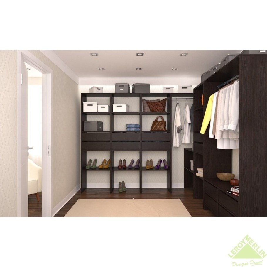 Полки в гардеробной венге