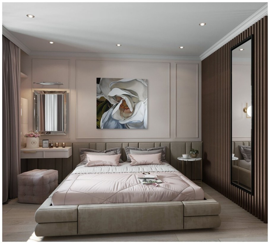 Спальня в пудровых оттенках