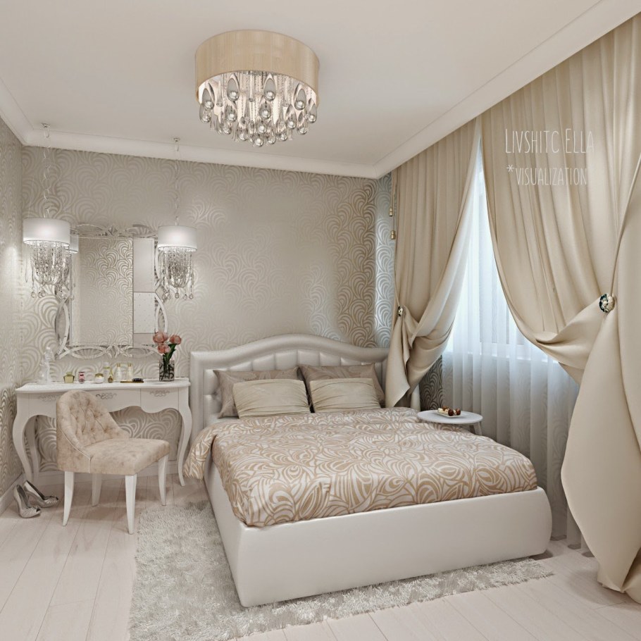 Спальня в светлых тонах