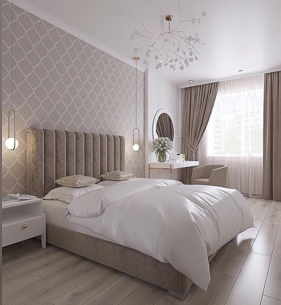 Спальня в светлых тонах