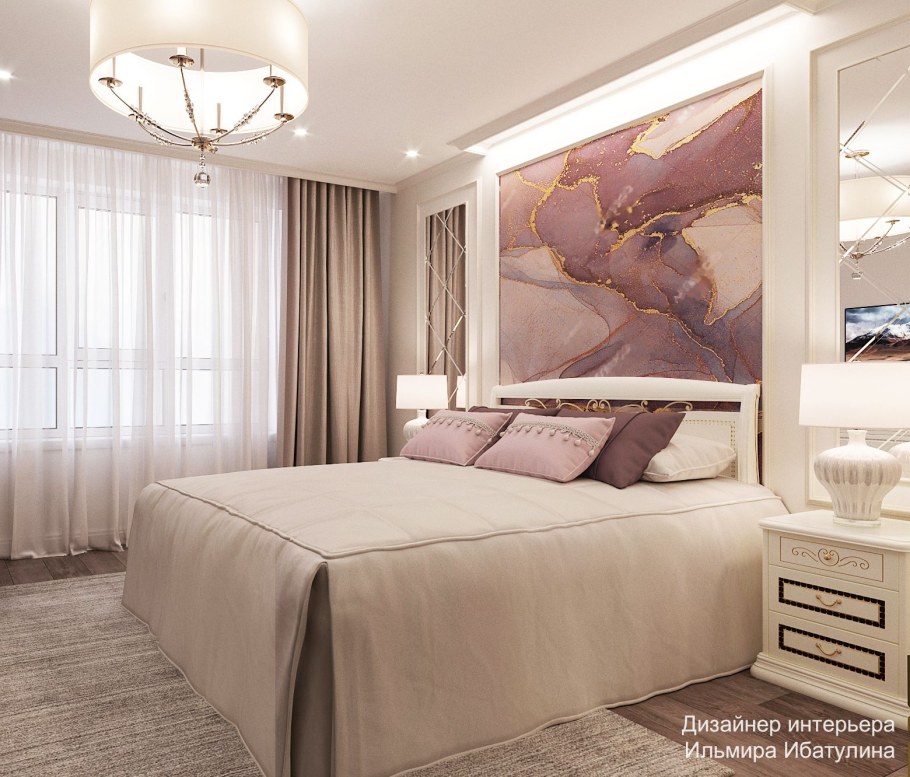 Спальня гостиная в нюдовых тонах