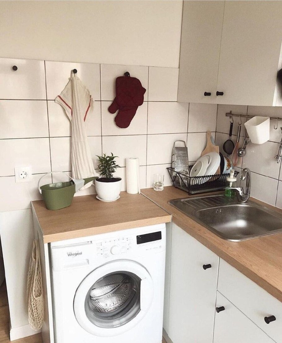 Малогабаритные кухни со стиральной машиной