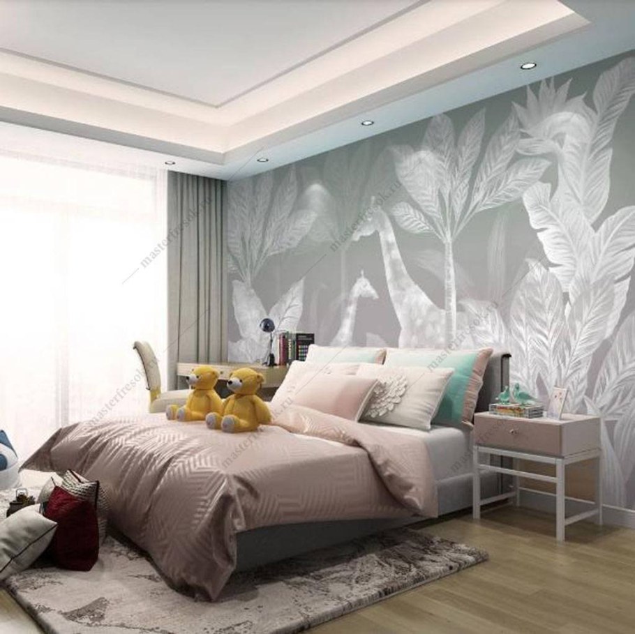 Обои перышки в интерьере