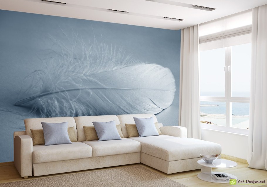 Фотообои перышки в интерьере