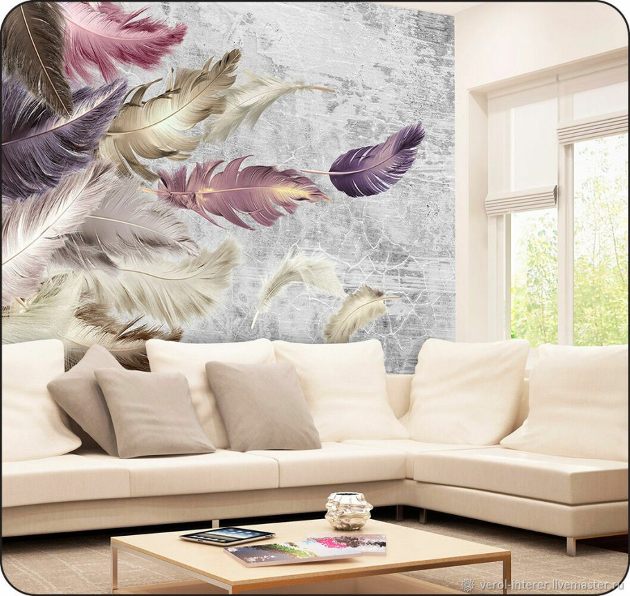 Фотообои бумажные бесшовные Verol "перья" 3,1 м2, ширина 200 см высота 155 см