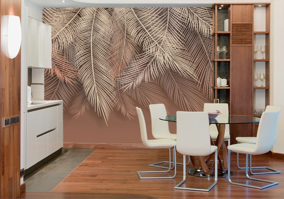 Фотообои перья в интерьере