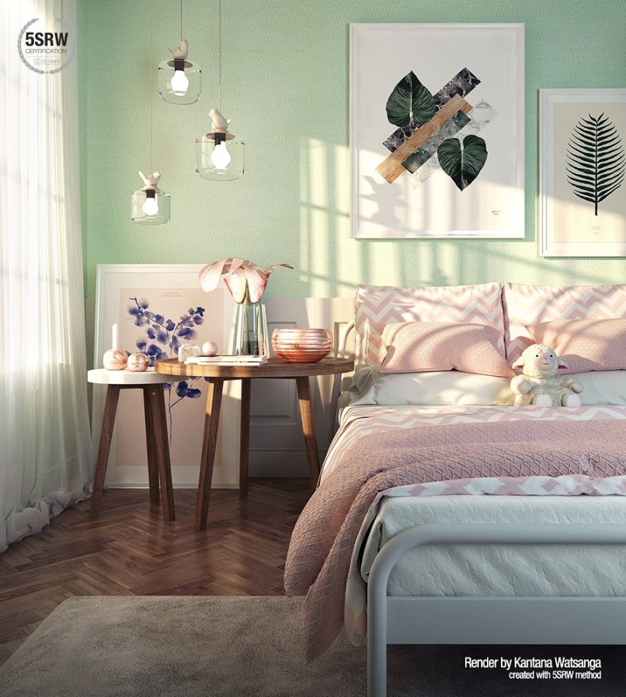 Пастельные цвета стен в спальне