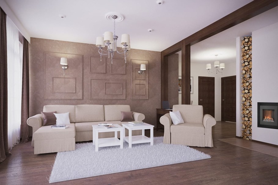 Гостиная в кремовых тонах