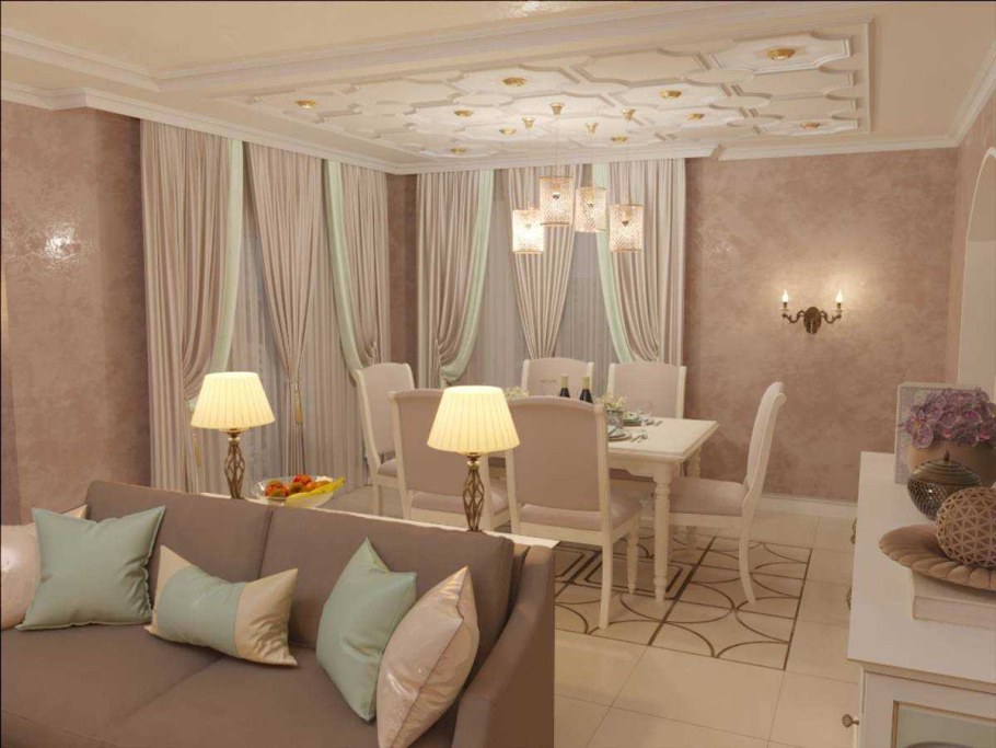 Гостиная в молочных тонах