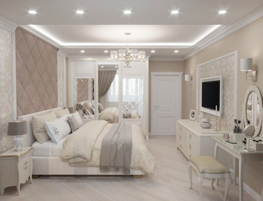 Спальня в бежевых оттенках