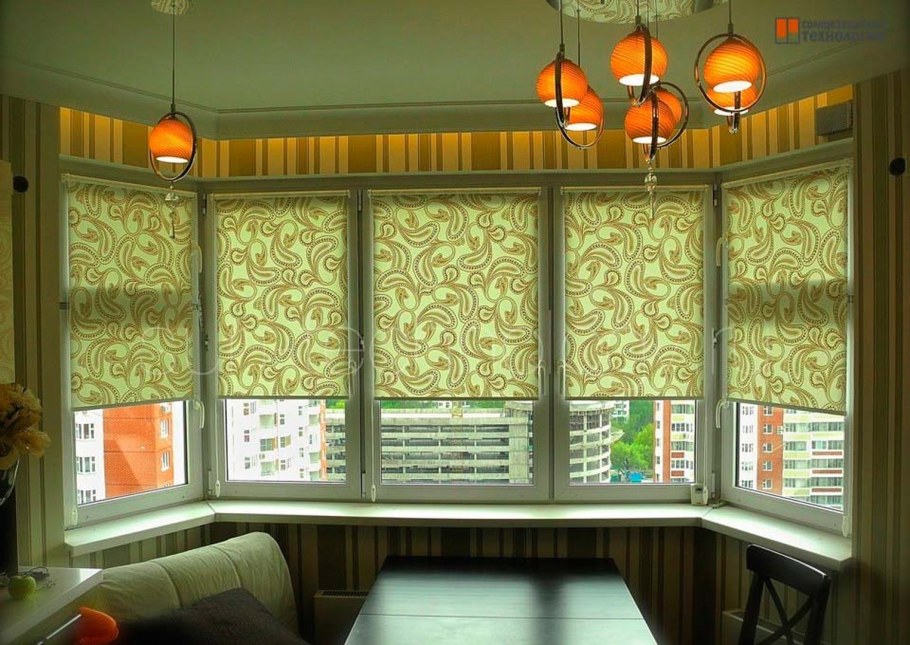 Шторы на кухню с эркером п44т