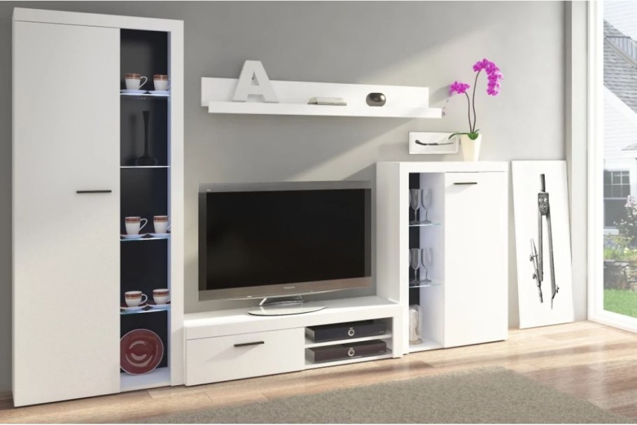 Стенка Румба белый глянец