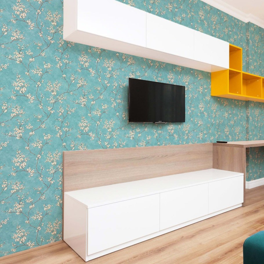 Обои флизелиновые Московская обойная фабрика Сакура синие 4038-6 1.06 м