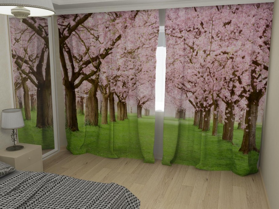 Фотошторы в интерьере гостиной