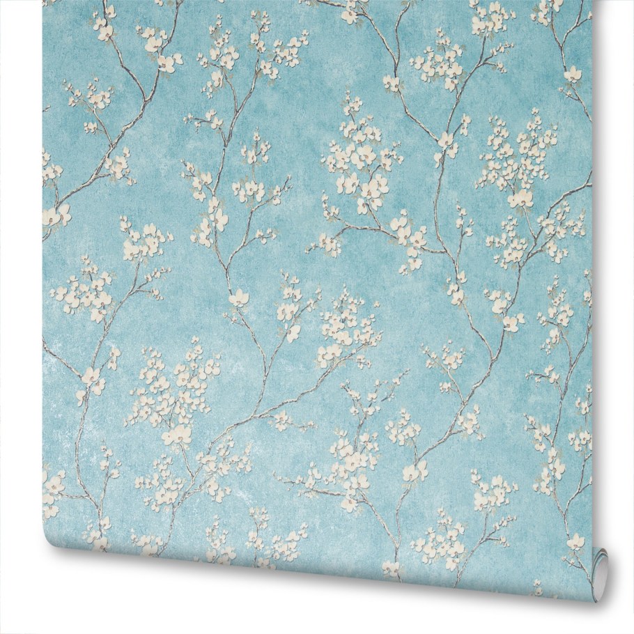 Обои флизелиновые Московская обойная фабрика Сакура синие 4038-6 1.06 м