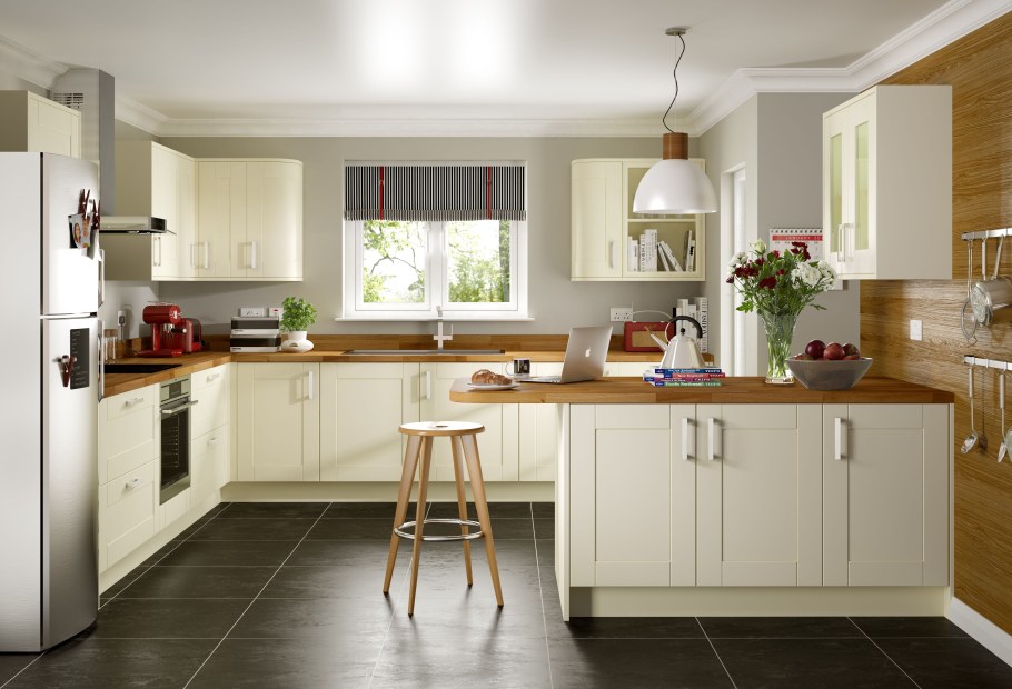 Кухня цвета слоновая кость в скандинавском стиле