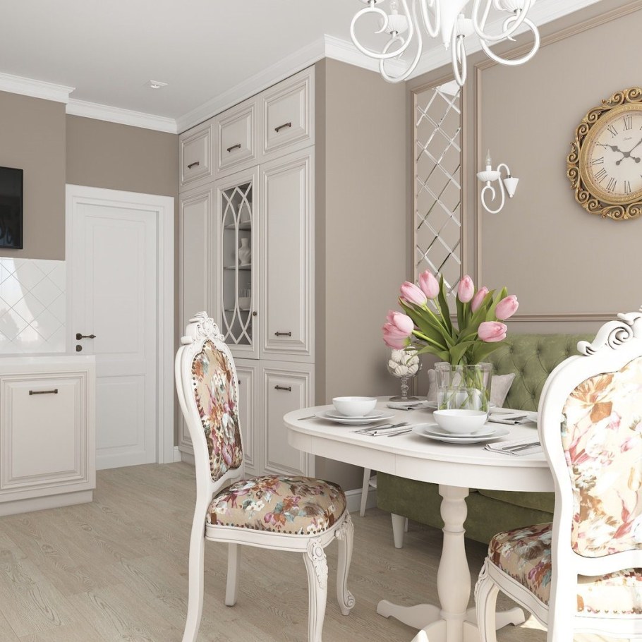 Кухня в нежных тонах